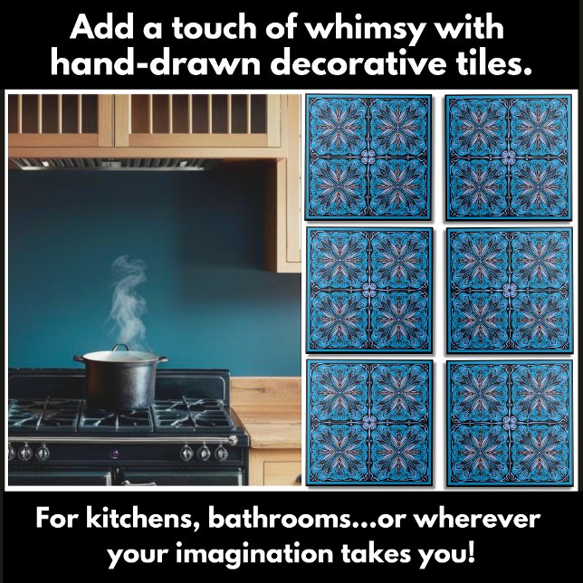 Azulejo De Cerâmica Padrão Floral Escandi Da Mão (Unique hand-drawn decorative tiles to kitchens, bathrooms add a touch of whimsy to your home.)