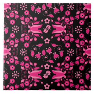 Azulejo De Cerâmica Padrão Floral Escandinavo Rosa Moderno