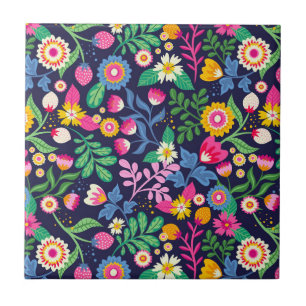 Azulejo De Cerâmica Padrão Floral Exótico Pintado à Mão-48330