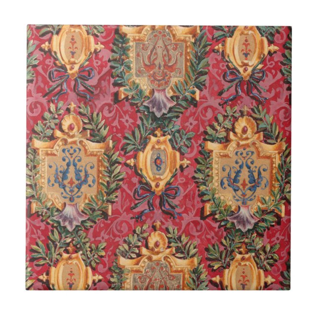 Azulejo De Cerâmica Padrão Floral Francês Decorativo Antiquado (Frente)