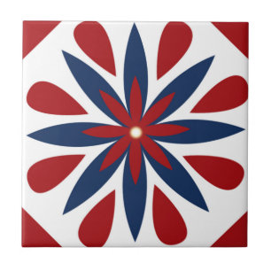 Azulejo De Cerâmica Padrão Floral Geométrico Colorido