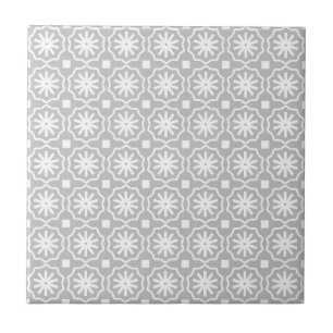 Azulejo De Cerâmica Padrão floral geométrico geométrico branco das Cin