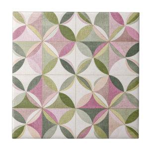 Azulejo De Cerâmica Padrão Floral Geométrico Pastel Cottagecore