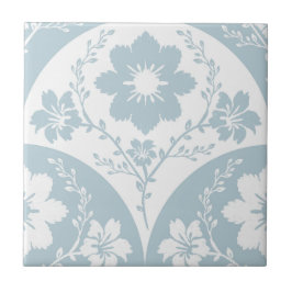 Azulejo De Cerâmica Padrão Floral Japonês em Azul Suave e Branco