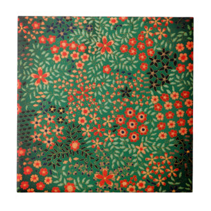 Azulejo De Cerâmica Padrão floral japonês vintage