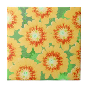 Azulejo De Cerâmica Padrão Floral Laranja