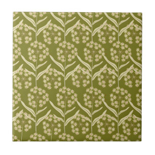 Azulejo De Cerâmica Padrão Floral Moderno: Flores de Umbela Brancas