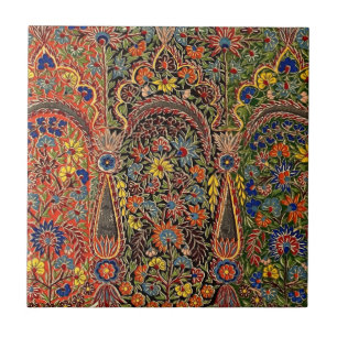 Azulejo De Cerâmica Padrão Floral Multicolorido Vintage