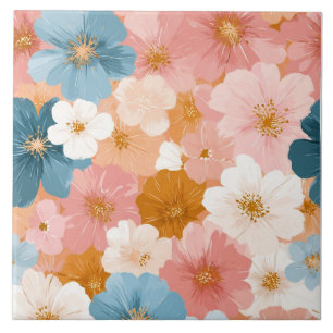Azulejo De Cerâmica Padrão Floral Pastel Bonito