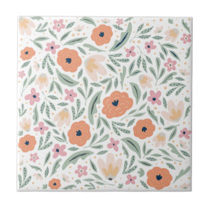Azulejo De Cerâmica Padrão Floral Pastel Primavera
