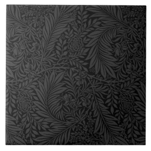 Azulejo De Cerâmica Padrão Floral Preto Moderno Elegante