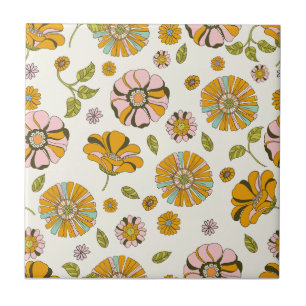 Azulejo De Cerâmica Padrão Floral Retro dos Anos 70