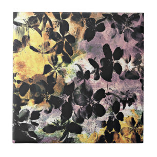 Azulejo De Cerâmica Padrão floral rosa amarelo arte digital
