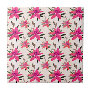Azulejo De Cerâmica Padrão Floral Rosa Design- 29500