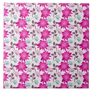 Azulejo De Cerâmica Padrão Floral Rosa Vibrante Flores Modernas e Ou