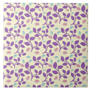 Azulejo De Cerâmica Padrão Floral Roxo Escuro Estética Sem Costuras
