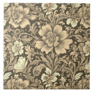 Azulejo De Cerâmica Padrão Floral Sepia Vintage Incrível