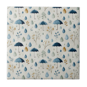 Azulejo De Cerâmica Padrão Floral Sereno Jardim de Chuva (3)
