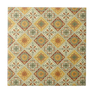 Azulejo De Cerâmica Padrão Floral Tradicional de Maiolica Mediterrânea