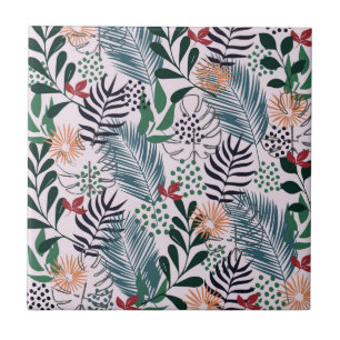Azulejo De Cerâmica Padrão Floral Tropical