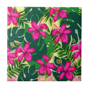 Azulejo De Cerâmica Padrão Floral Tropical Havaiana