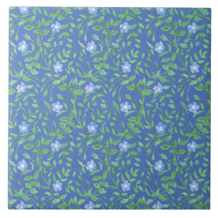 Azulejo De Cerâmica Padrão Floral Verde Azul no estilo do país