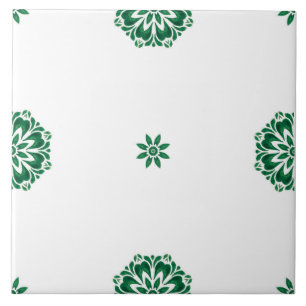 Azulejo De Cerâmica Padrão Floral Verde e Branco minimalista