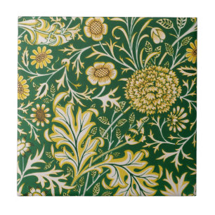 Azulejo De Cerâmica Padrão Floral Verde William Morris Cherwell