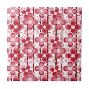 Azulejo De Cerâmica Padrão floral vermelho e branco