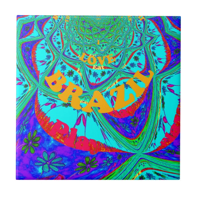 Azulejo De Cerâmica Padrão Floral Vibrante: O Ama De Homenagem Brasile (Frente)