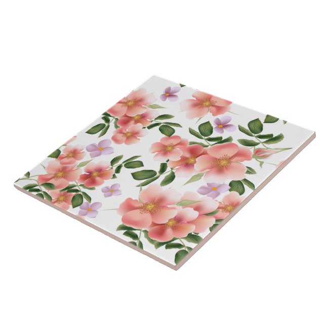 Azulejo De Cerâmica padrão floral vintage (Lateral)