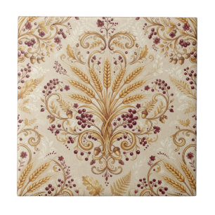 Azulejo De Cerâmica Padrão Floral Vintage Damasco Dourado Design