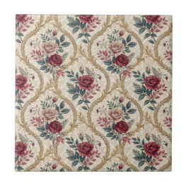 Azulejo De Cerâmica Padrão Floral Vintage Damasco Rosa Barroco Ornamen