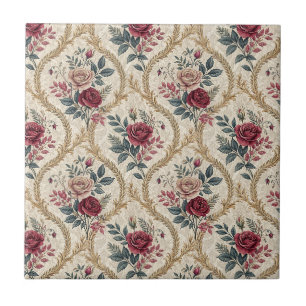 Azulejo De Cerâmica Padrão Floral Vintage Damasco Rosa Barroco Ornamen