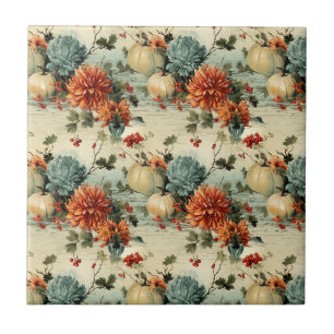 Azulejo De Cerâmica Padrão Floral Vintage de Ação de Graças