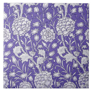 Azulejo De Cerâmica Padrão Floral Vintage Periwinkle