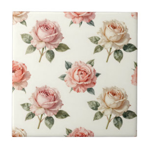Azulejo De Cerâmica Padrão Floral Vintage Rosa Rosa-Claro