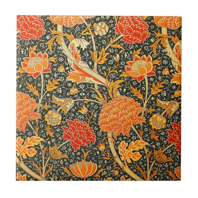 Azulejo De Cerâmica Padrão Floral Vintage William Morris Cray (Frente)