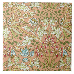Azulejo De Cerâmica Padrão Floral William Morris Flores Rosa Azul