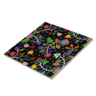 Azulejo De Cerâmica Padrão Floral Woodlands Ojibwe Nativo Americano