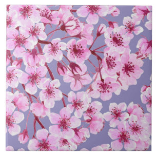 Azulejo De Cerâmica Padrão florescente de cereja