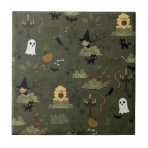 Padrão Fofo de Floresta Assombrada de Halloween