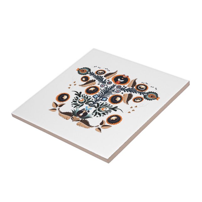 Azulejo De Cerâmica Padrão Folclórico Boho (Lateral)