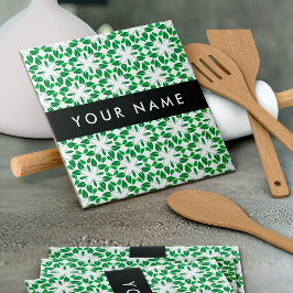 Azulejo De Cerâmica Padrão Folha, Folhas Verdes, Seu Nome