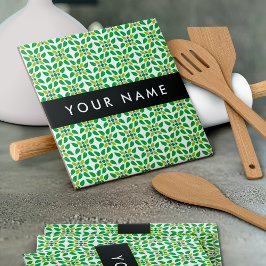 Azulejo De Cerâmica Padrão Folha, Folhas Verdes, Seu Nome