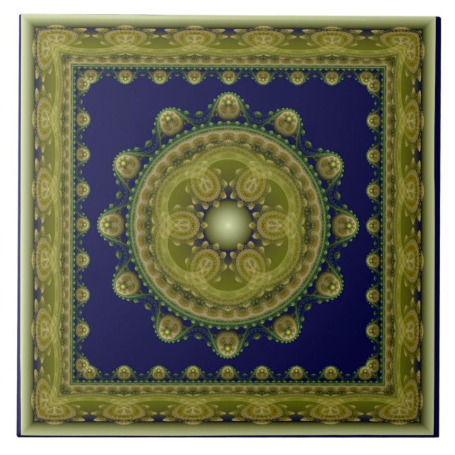 Azulejo De Cerâmica Padrão fractal oriental da fada (Frente)