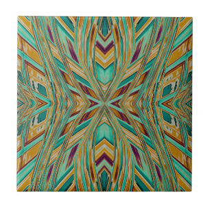 Azulejo De Cerâmica Padrão Fractal Vibe Tribal Nativo Americano em