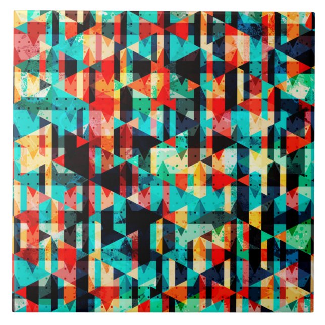 Azulejo De Cerâmica Padrão geométrico abstrato (Frente)