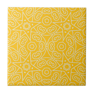 Azulejo De Cerâmica Padrão Geométrico Abstrato Amarelo e Branco