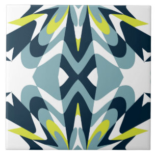 Azulejo De Cerâmica Padrão Geométrico Abstrato em Azul Marinho, Turque